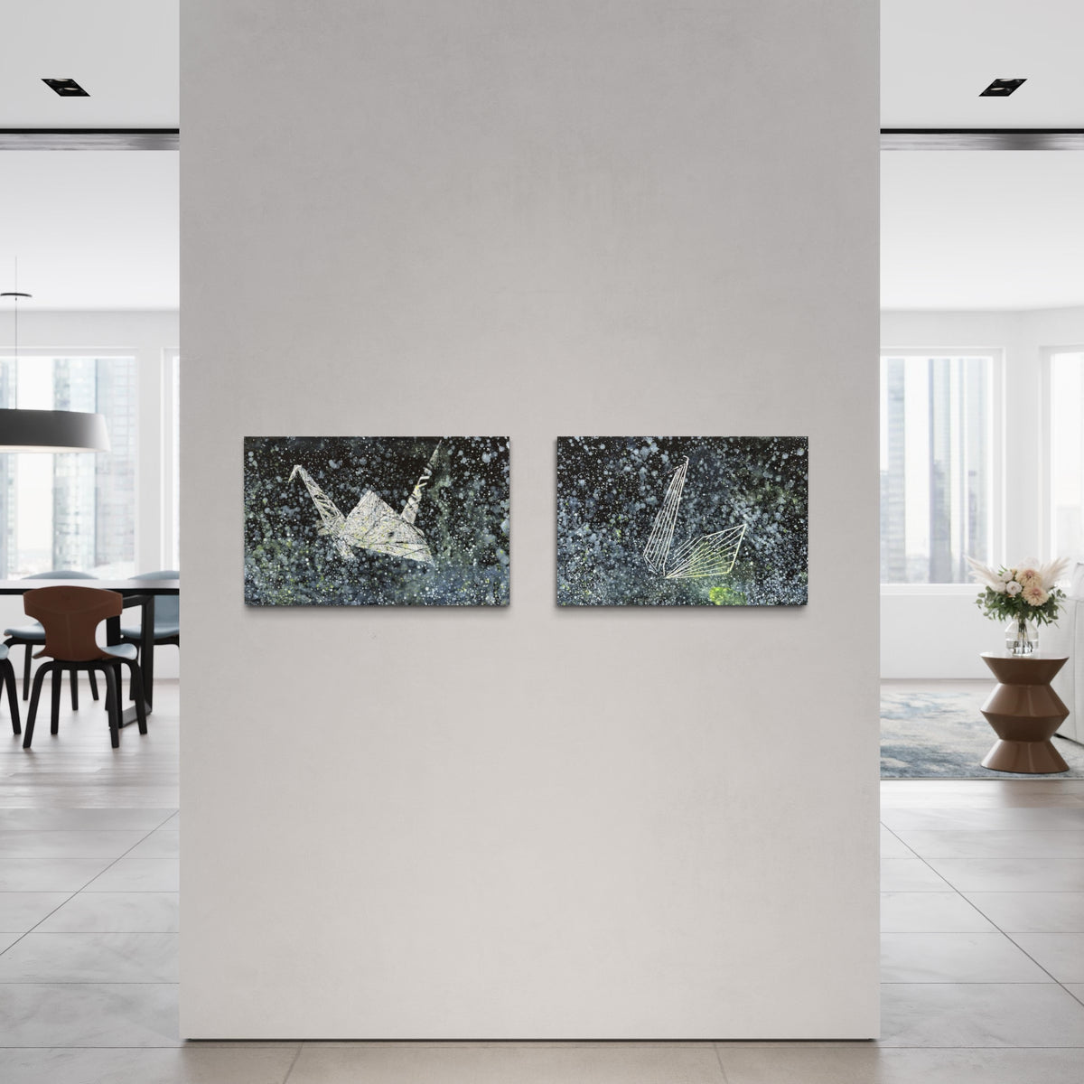 Overpainting on Canvas 2022 // Hidden Places  Origami Crane / Kranich 2020