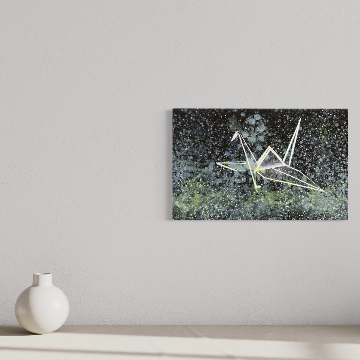 Overpainting on Canvas 2022 // Hidden Places  Origami Crane / Kranich 2020