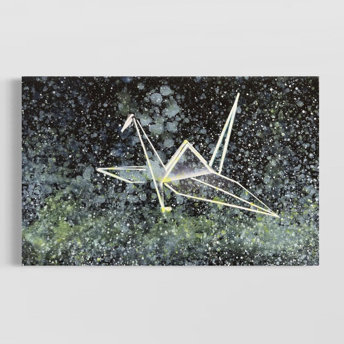Overpainting on Canvas 2022 // Hidden Places  Origami Crane / Kranich 2020
