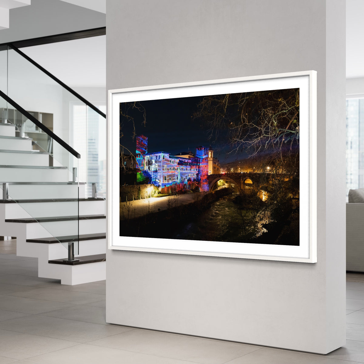 Rome/ Rom Tiberina Luce Luna 2019 (signed + Frame)