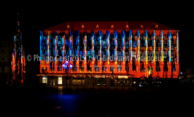 LED Light Frame / Led Leuchtrahmen - Nürnberg/ Nuremberg Rathaus „Into the Blue“ Blaue Nacht 2017 (signed)