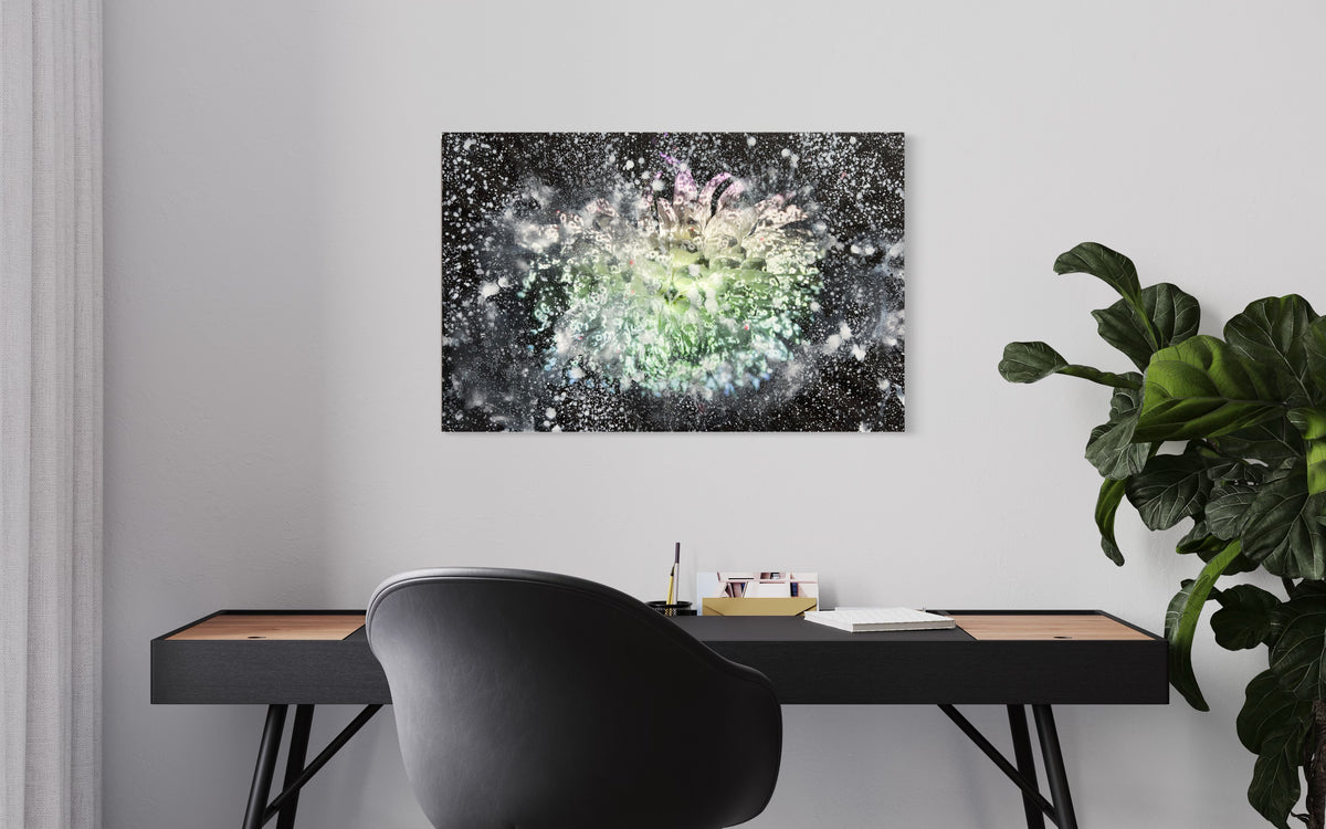 Overpainting Fine Art Print on Canvas 2022  Berlin 2019 Hidden Places  chrysanthemum flowers/  Chrysantheme video installation