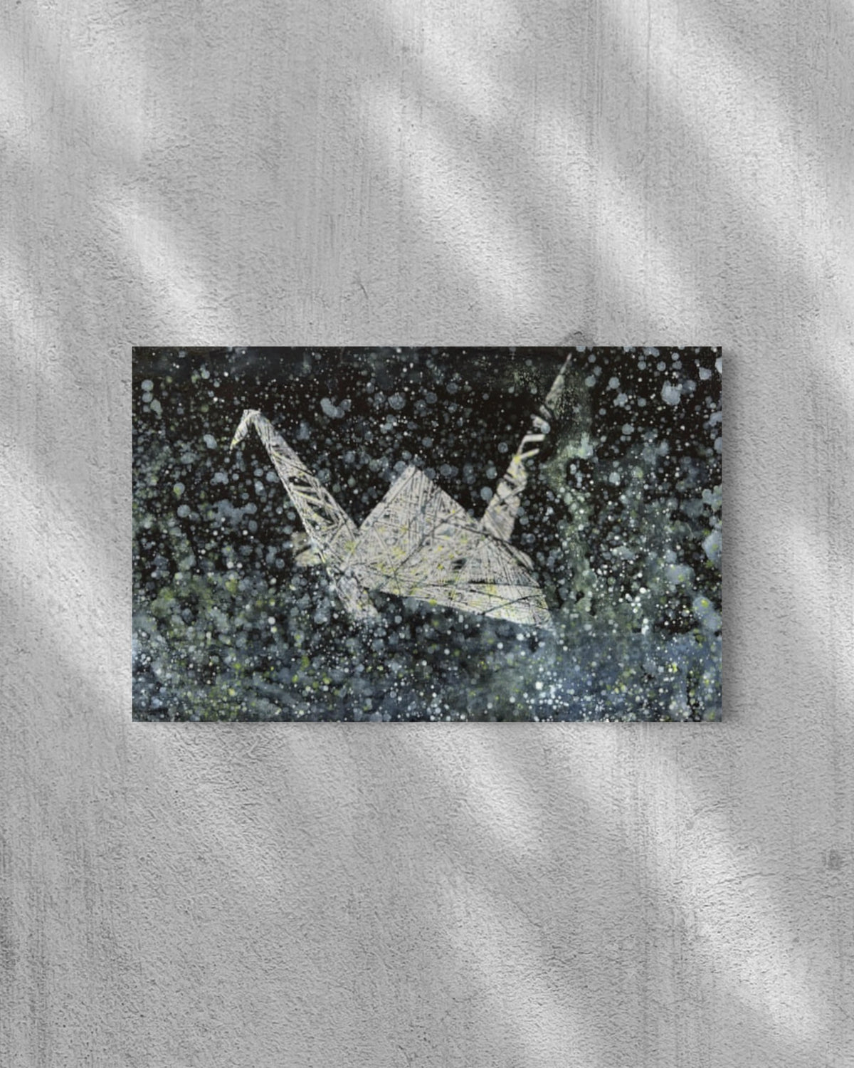 Overpainting on Canvas 2022 // Hidden Places  Origami Crane / Kranich 2020