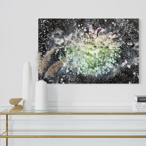 Overpainting Fine Art Print on Canvas 2022  Berlin 2019 Hidden Places  chrysanthemum flowers/  Chrysantheme video installation