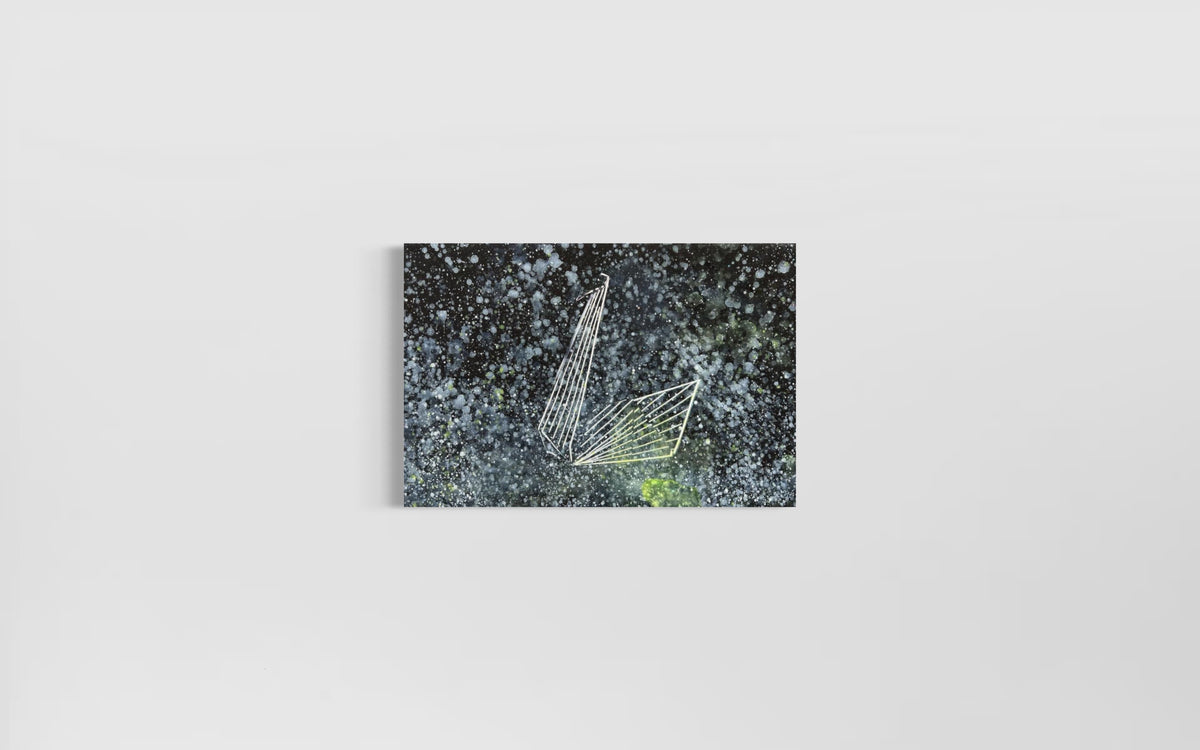 Overpainting on Canvas 2022 // Hidden Places  Origami Crane / Kranich 2020