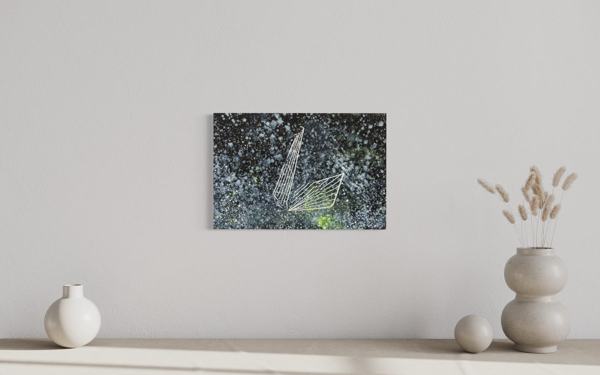 Overpainting on Canvas 2022 // Hidden Places  Origami Crane / Kranich 2020