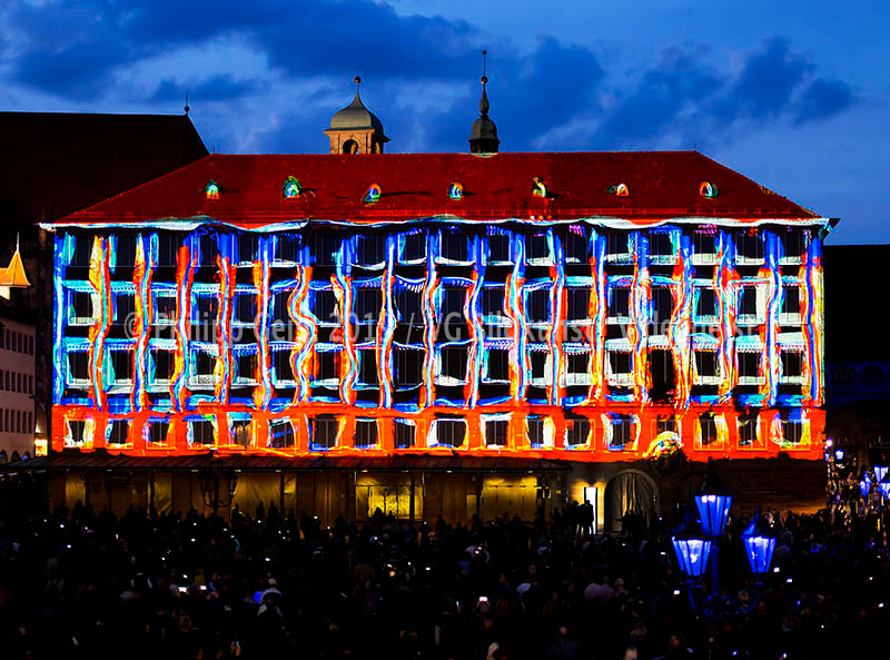 Nürnberg/ Nuremberg Rathaus „Into the Blue“ Blaue Nacht 2017 (signed + Frame)
