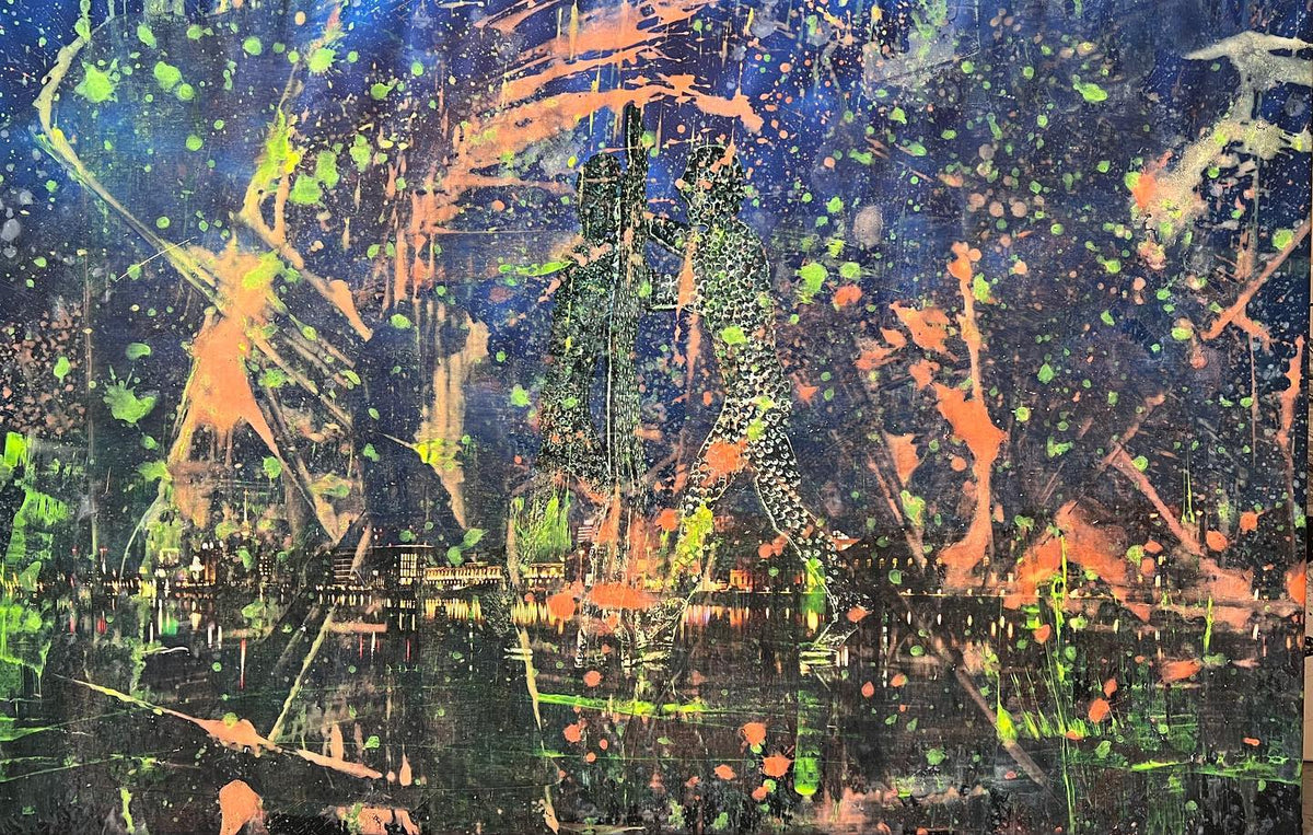 Overpainting on Canvas 2022 // Hidden Places  Molecule Man 2020 video installation
