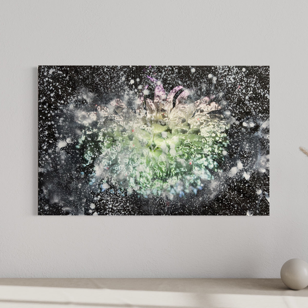 Overpainting Fine Art Print on Canvas 2022  Berlin 2019 Hidden Places  chrysanthemum flowers/  Chrysantheme video installation