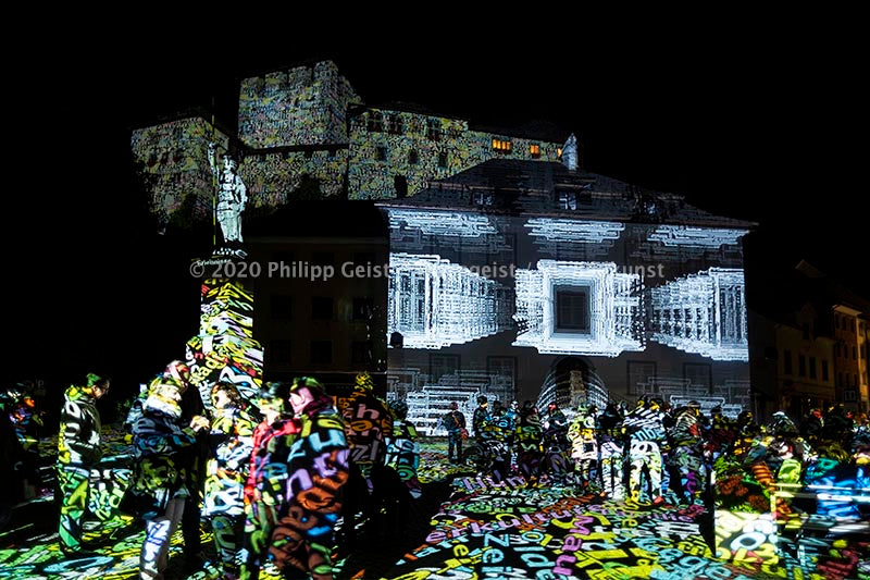 Feldkirch Lichtstadt Alte Dogana & Schattenburg „Feldkirch Fades“ 2018 (signed + Frame)