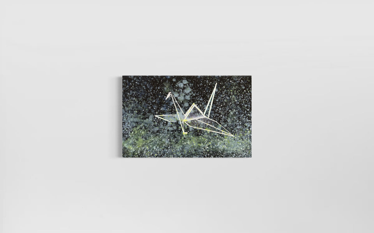 Overpainting on Canvas 2022 // Hidden Places  Origami Crane / Kranich 2020