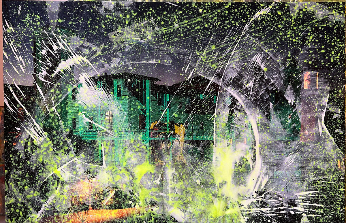 Overpainting on Canvas 2022 // rome „luce luna“ La Festa di Roma Isola Tiberina/ (Insula Tiberina) 2019 video installation