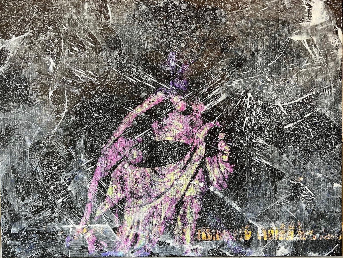 Overpainting on Canvas 2022 // Frankfurt Luminale 2020 Ariadnes Nacht Bethmann Park