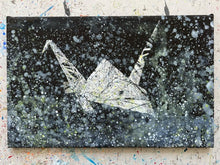 Load image into Gallery viewer, Overpainting on Canvas 2022 // Hidden Places  Origami Crane / Kranich 2020
