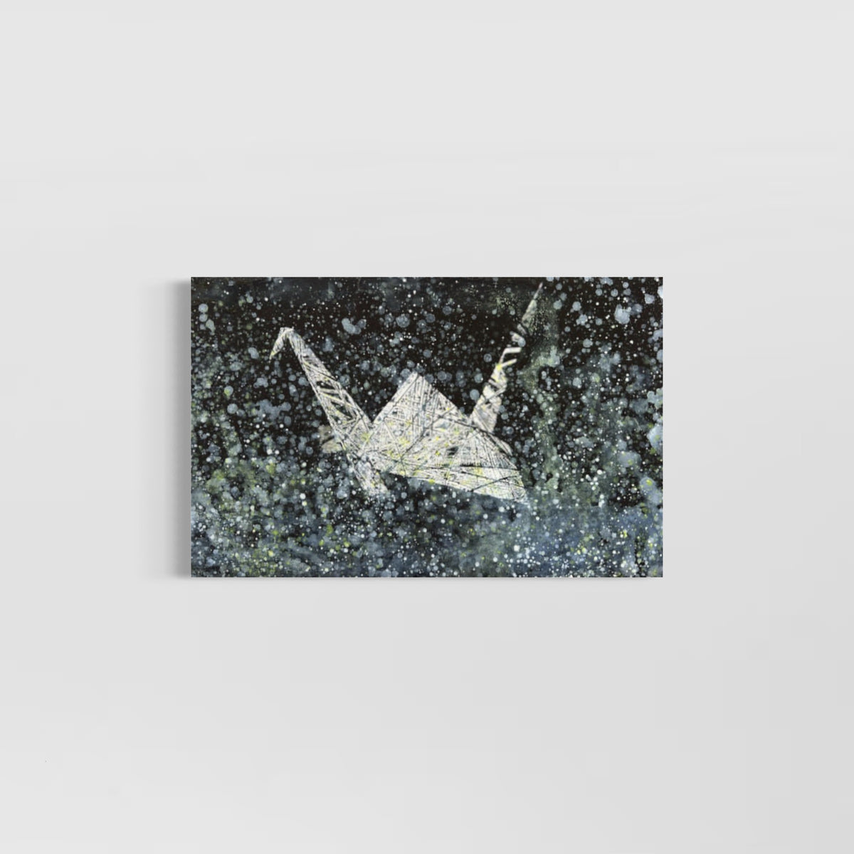 Overpainting on Canvas 2022 // Hidden Places  Origami Crane / Kranich 2020
