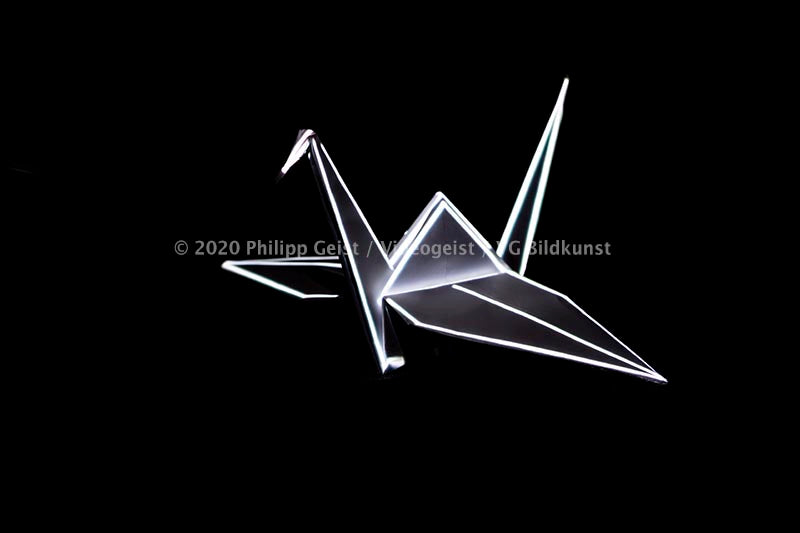 LED Light Frame / Led Leuchtrahmen - Hidden Places Berlin Origami Crane/ Kranich 2020 (signed)