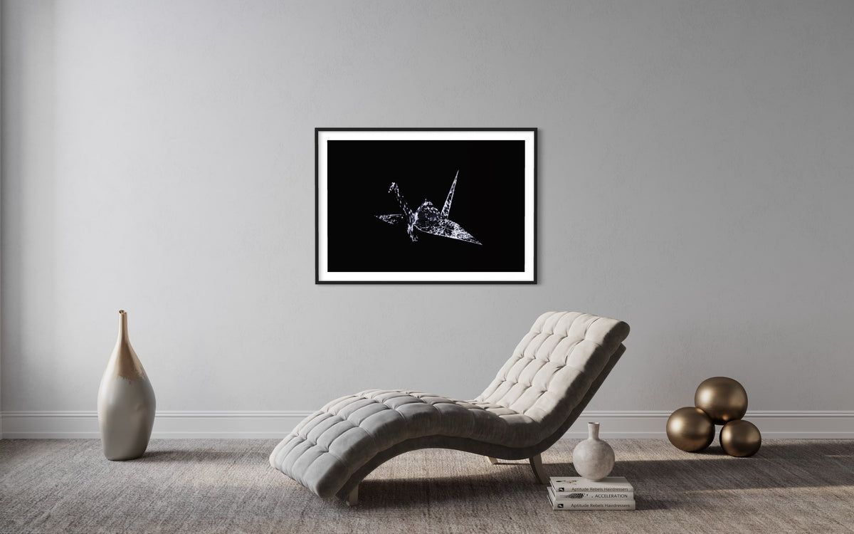Hidden Places Origami Crane 2020  (signed + Frame)