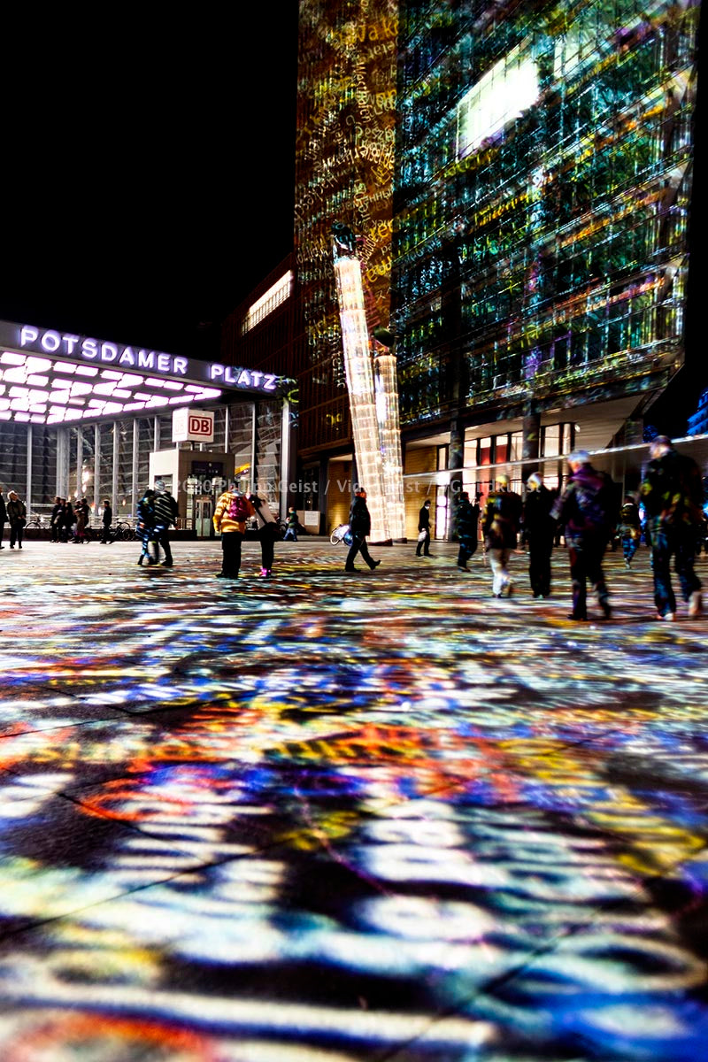 Berlin / Potsdamer / Platz Festival of Lights 2012 "Time Drifts - WORDS OF BERLIN" 10.-21 October 2012 (signed + Frame)