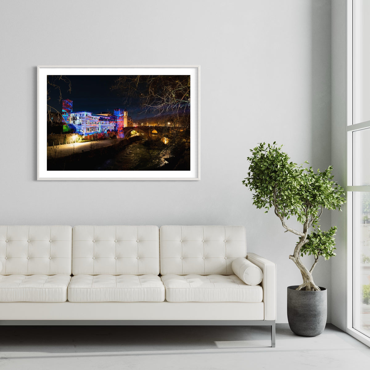 Rome/ Rom Tiberina Luce Luna 2019 (signed + Frame)