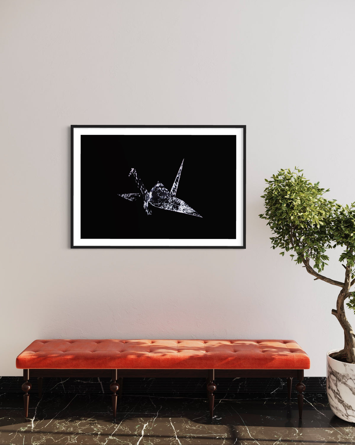 Hidden Places Origami Crane 2020  (signed + Frame)