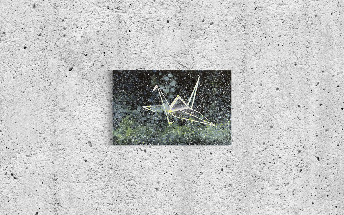 Overpainting on Canvas 2022 // Hidden Places  Origami Crane / Kranich 2020
