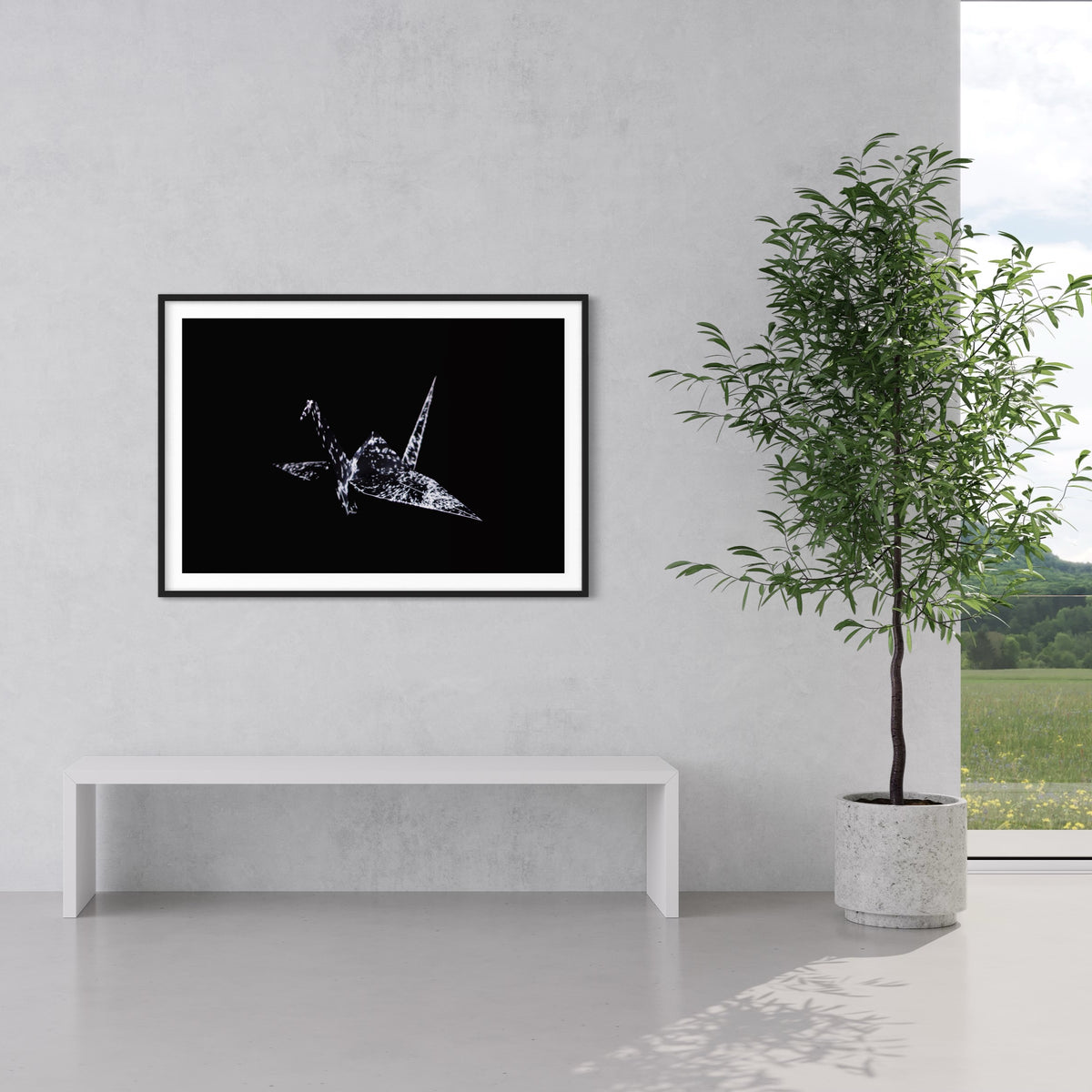 Hidden Places Origami Crane 2020  (signed + Frame)